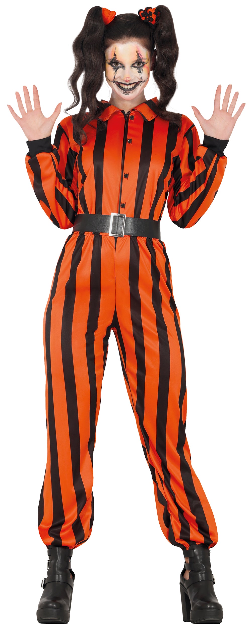 GP79905 – Clown Zirkus Spaß Halloween Kostüm Spaßiges – Größe: 38 - 40 (M), 42 - 44 (L) – Farbe: Orange / Schwarz