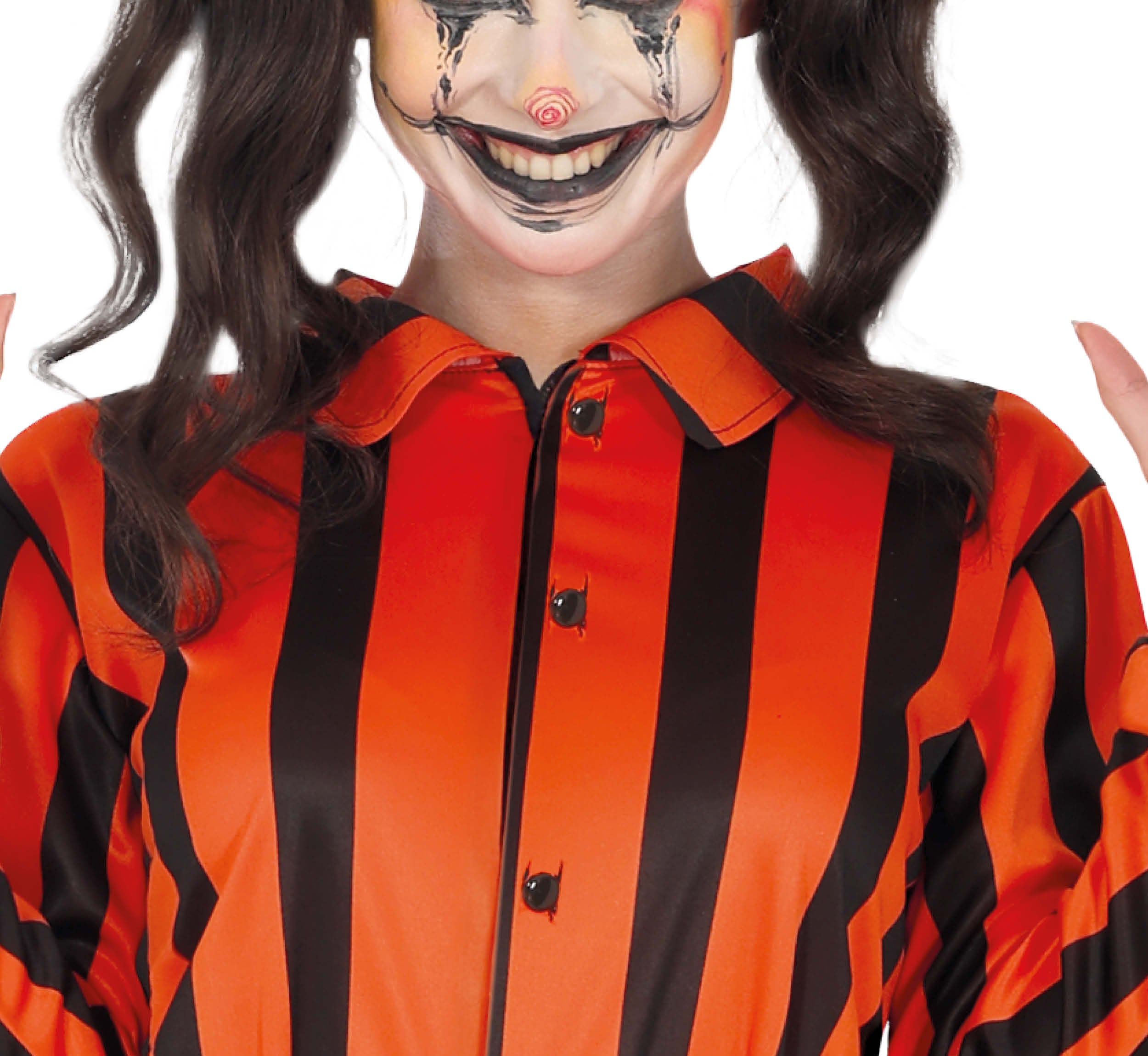 GP79905 – Clown Zirkus Spaß Halloween Kostüm Spaßiges – Größe: 38 - 40 (M), 42 - 44 (L) – Farbe: Orange / Schwarz