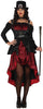 GP79907 – Steampunk Gothic Halloween Kleid Mit Zylinder – Größe: 36 - 38 (S), 38 - 40 (M), 42 - 44 (L) – Farbe: Schwarz / Rot