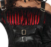GP79907 – Steampunk Gothic Halloween Kleid Mit Zylinder – Größe: 36 - 38 (S), 38 - 40 (M), 42 - 44 (L) – Farbe: Schwarz / Rot