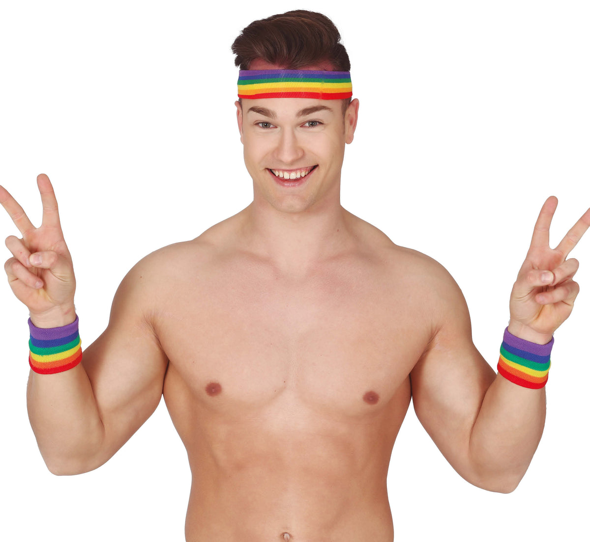 GP18815 – Regenbogen Schweißband Set für Erwachsene – Farbe: Mehrfarbig