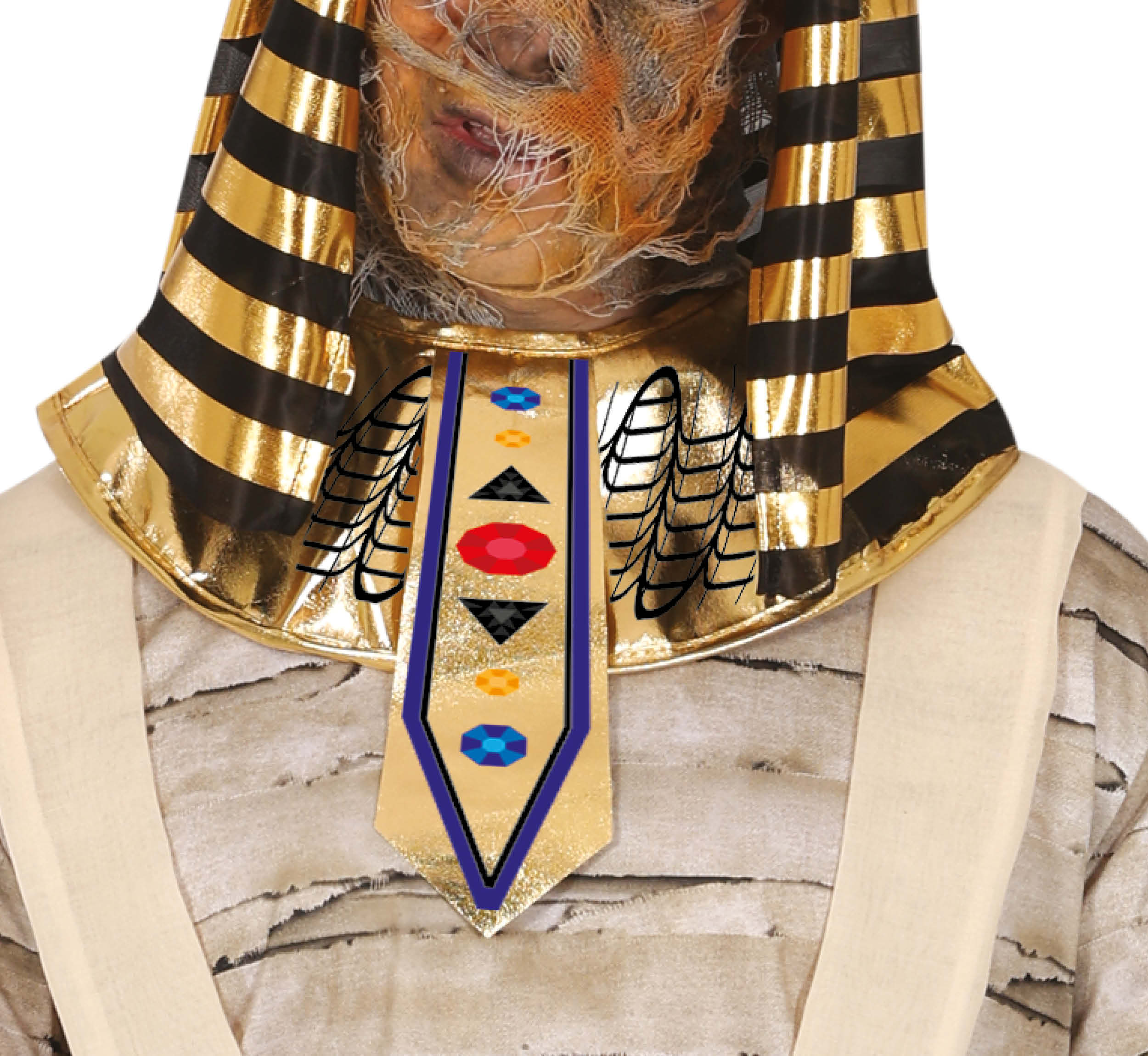 GP79929 – Pharao Mumie Ägyptisches Halloween – Größe: 48 - 50 (M), 52 - 54 (L) – Farbe: Beige / Schwarz