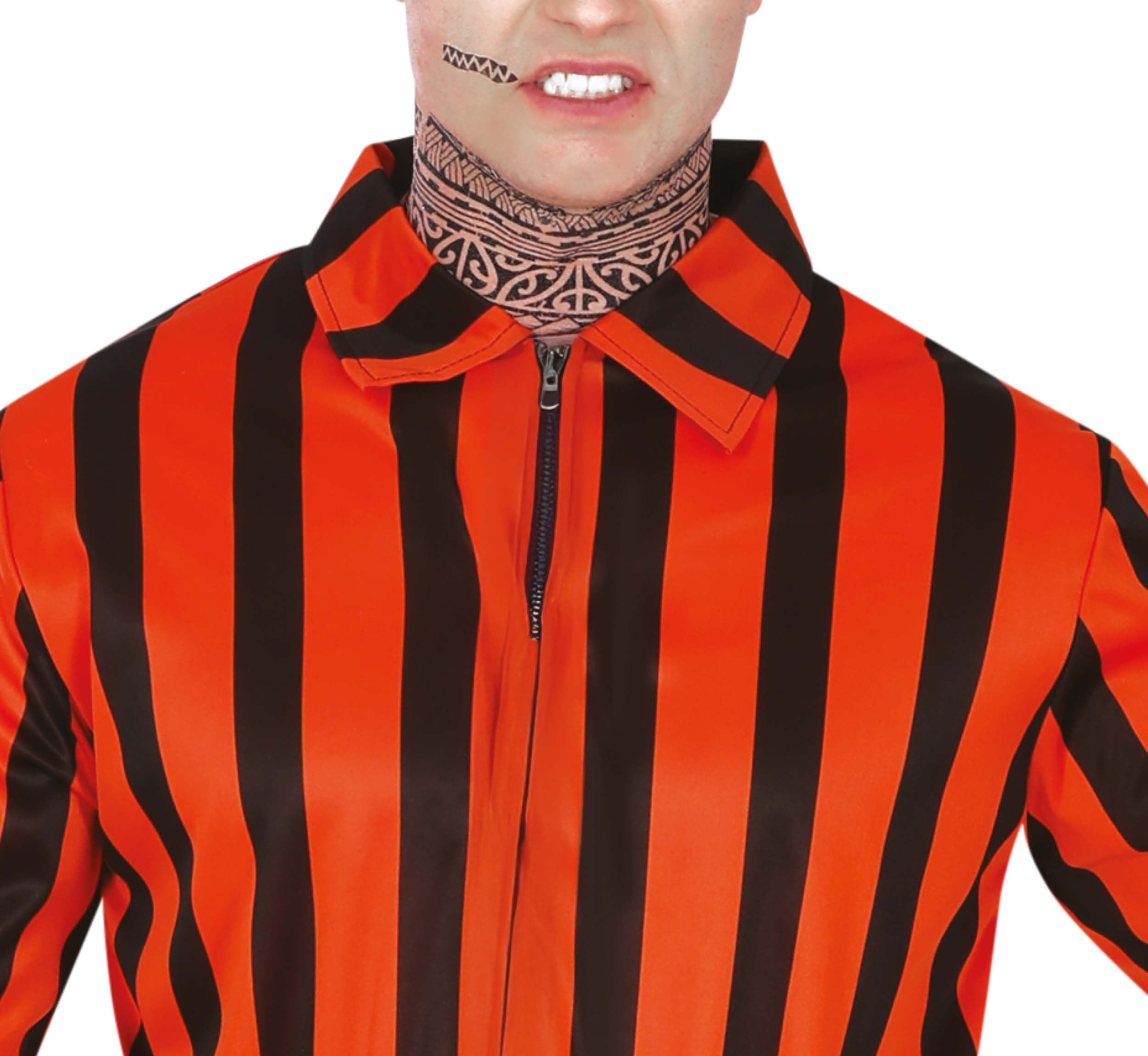 GP79941 – Clown Halloween Kostüm Streifen Narr – Größe: 52 - 54 (L) – Farbe: Orange / Schwarz