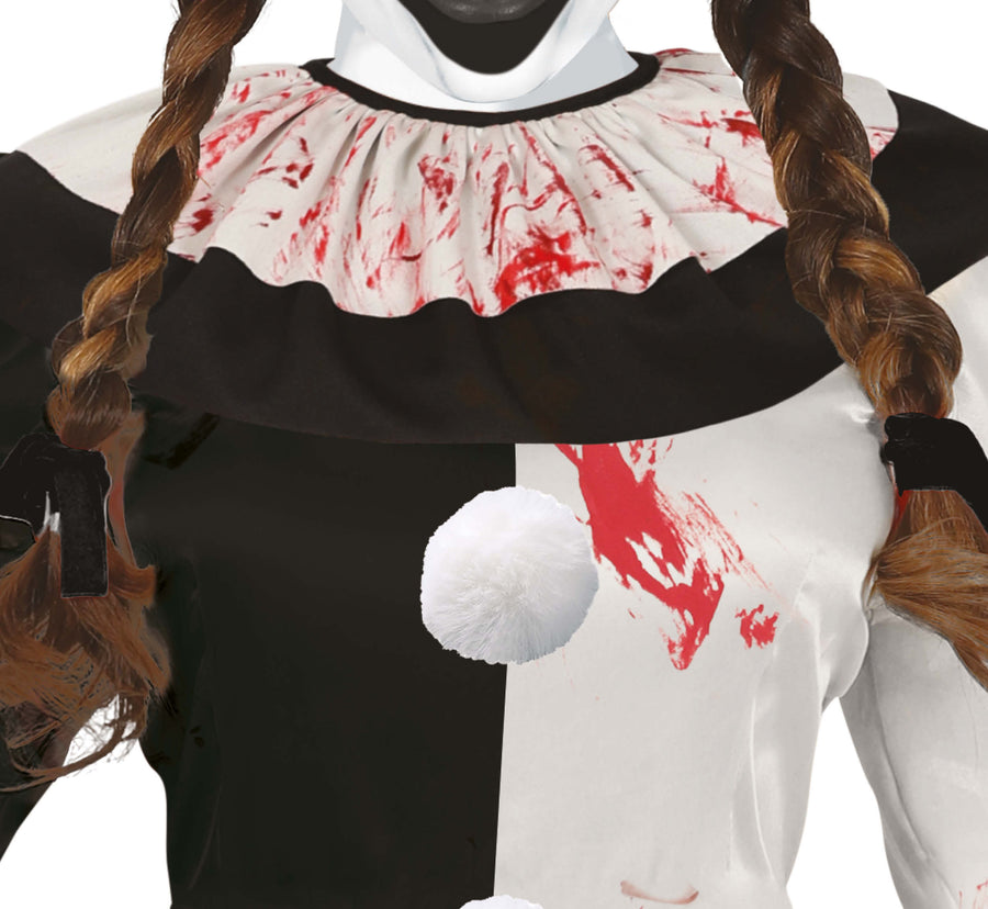 GP79954 – Clown Horror Halloween Kostüm Gruseliger Spaß – Größe: 36 - 38 (S), 38 - 40 (M), 42 - 44 (L) – Farbe: Weiß / Schwarz, Ansicht 2