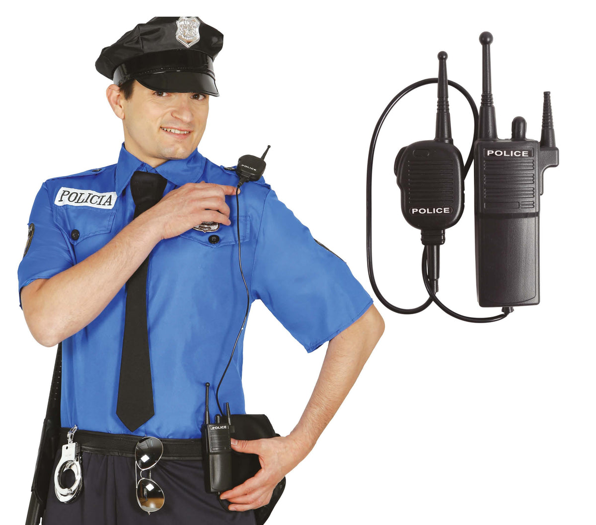GP18730 – Polizei Walkie Talkie für Erwachsene 16 cm – Farbe: Schwarz