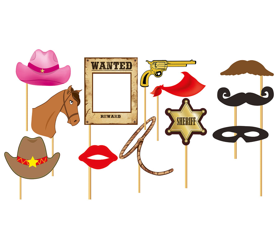 GP7206 – Cowboy Fotorequisiten 12 teilig 18 cm – Farbe: Mehrfarbig, Ansicht 2
