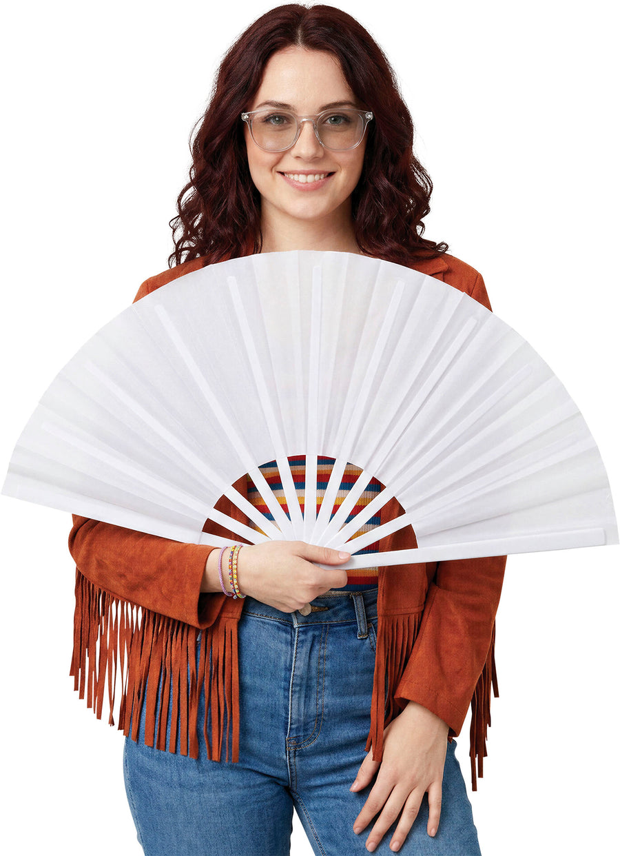 GP27306 – Handfächer für Erwachsene 60 x 30 cm groß – Farbe: Weiß, Ansicht 2