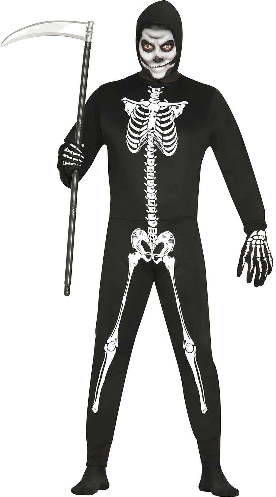 GP80027 – Skelett Reaper Halloween Anzug Mit Kapuze – Größe: 52 - 54 (L) – Farbe: Schwarz, Ansicht 2