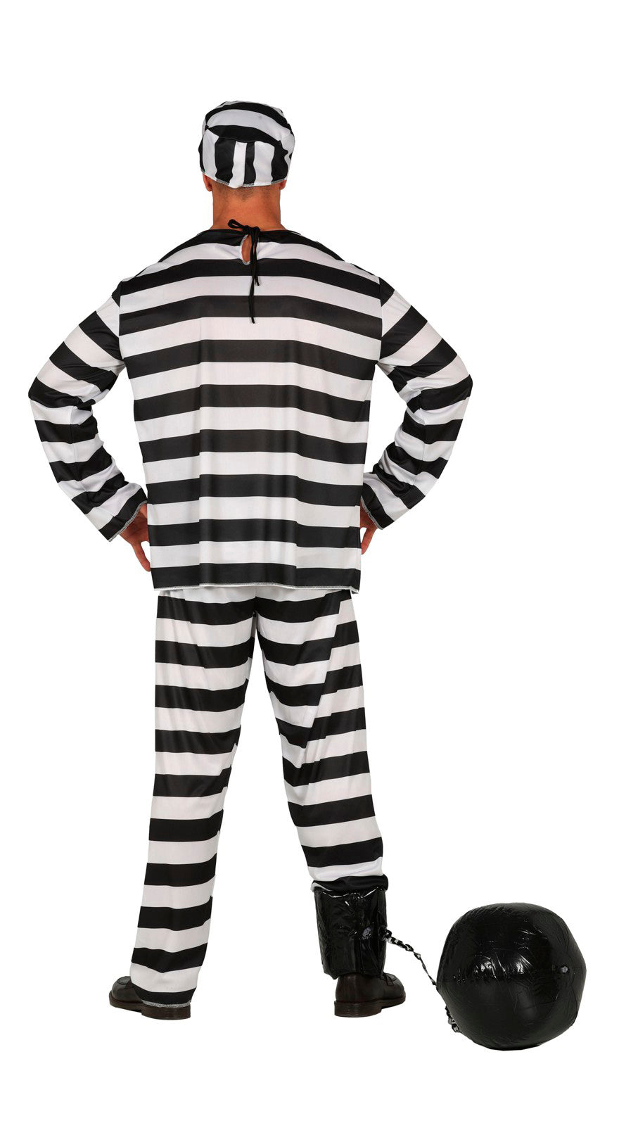 GP80029 – Dieb Kostüm Karneval Gefängnis – Größe: 52 - 54 (L), 54 - 56 (XL) – Farbe: Schwarz, Ansicht 2