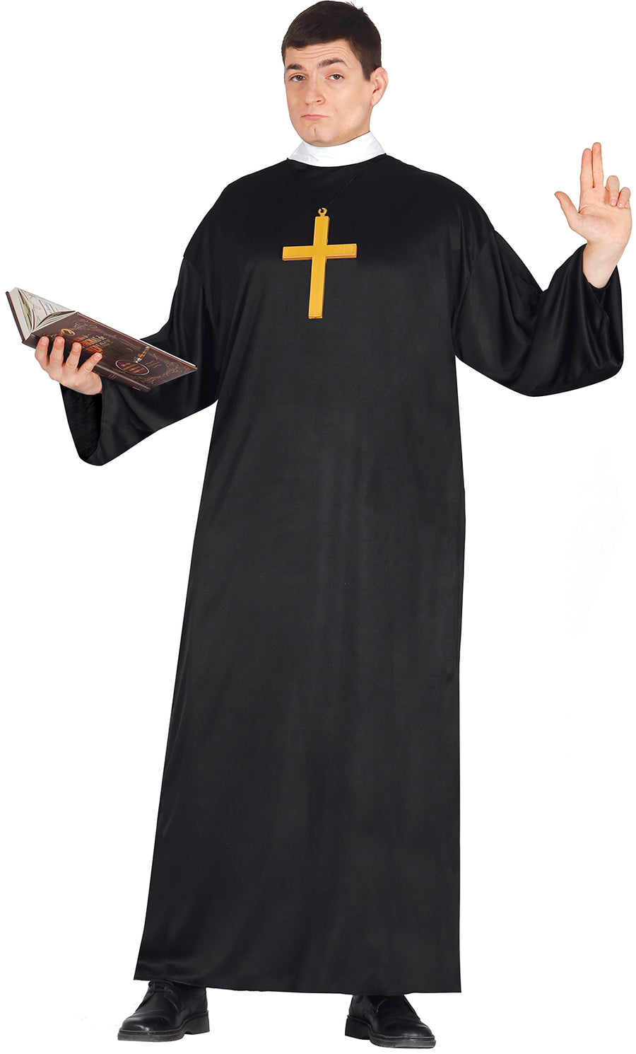 Priester Kostüm für Herren schwarz Soutane