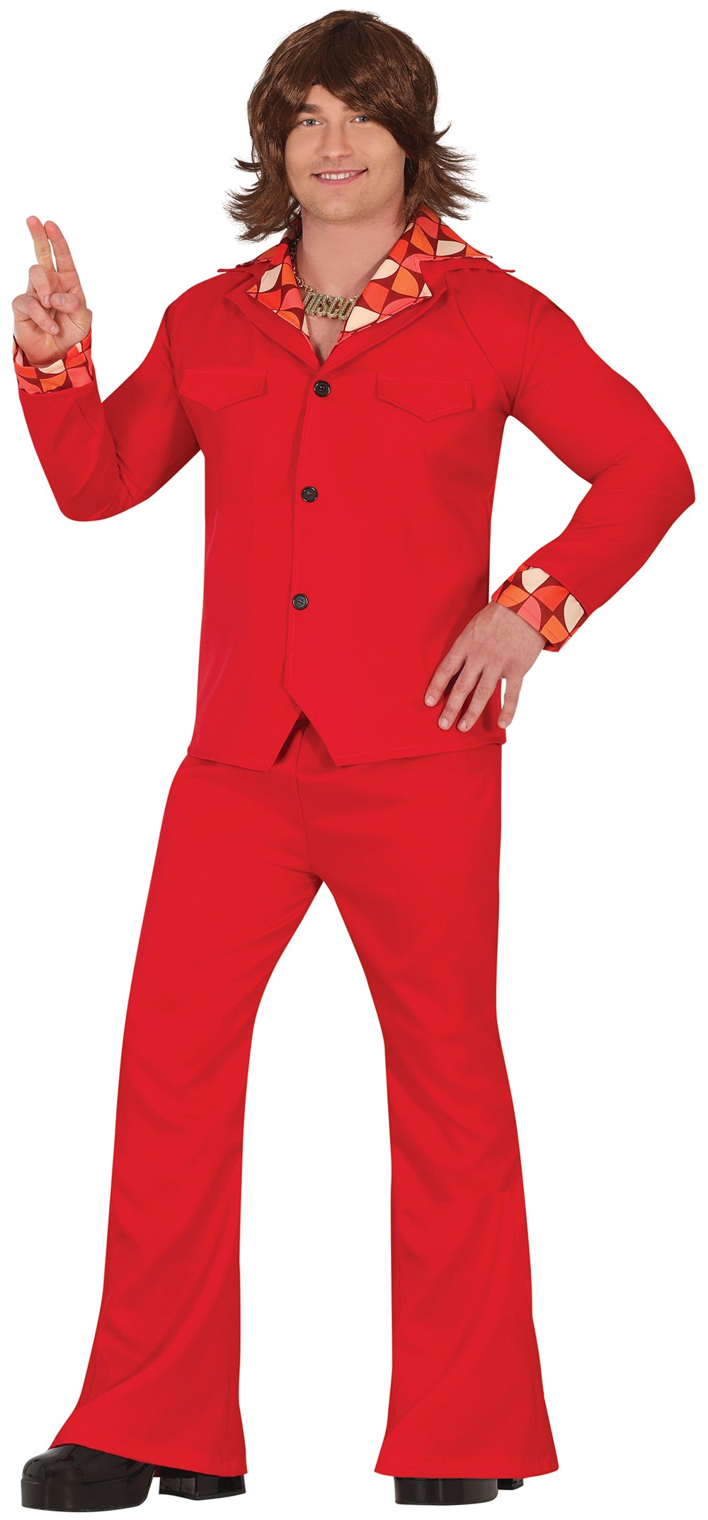 GP80152 – Disco Tänzer 70s Retro Kostüm Karneval – Größe: 48 - 50 (M) – Farbe: Rot