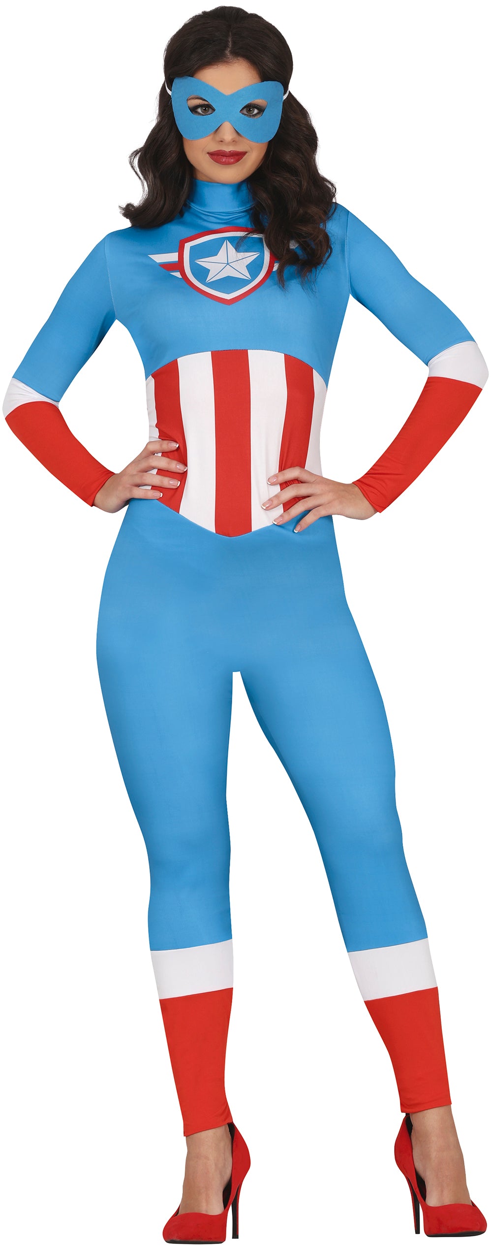 GP80155 – Superheldin Kostüm Comic Abenteurerin – Größe: 42 - 44 (L) – Farbe: Blau