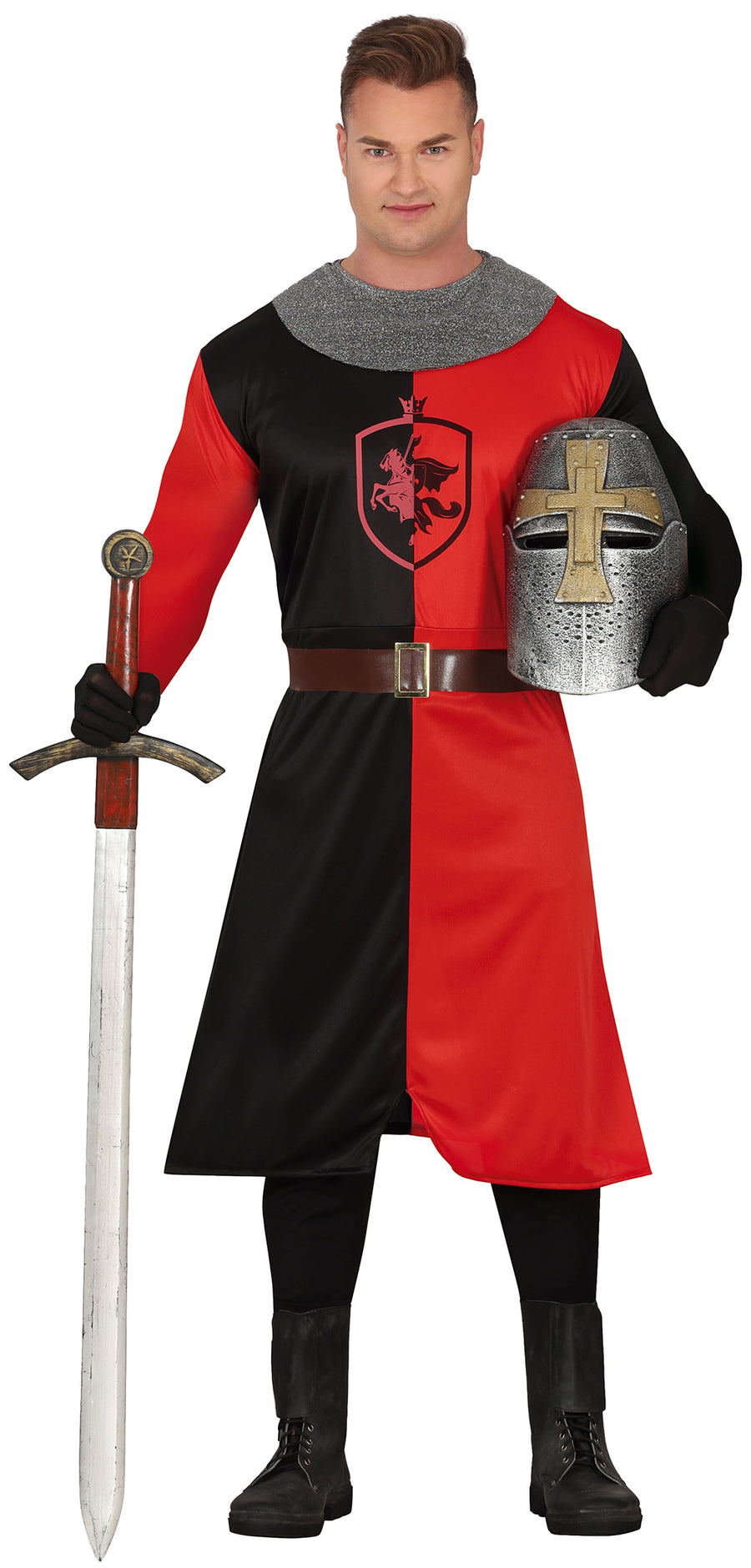 Ritter Kostüm für Herren schwarz rot