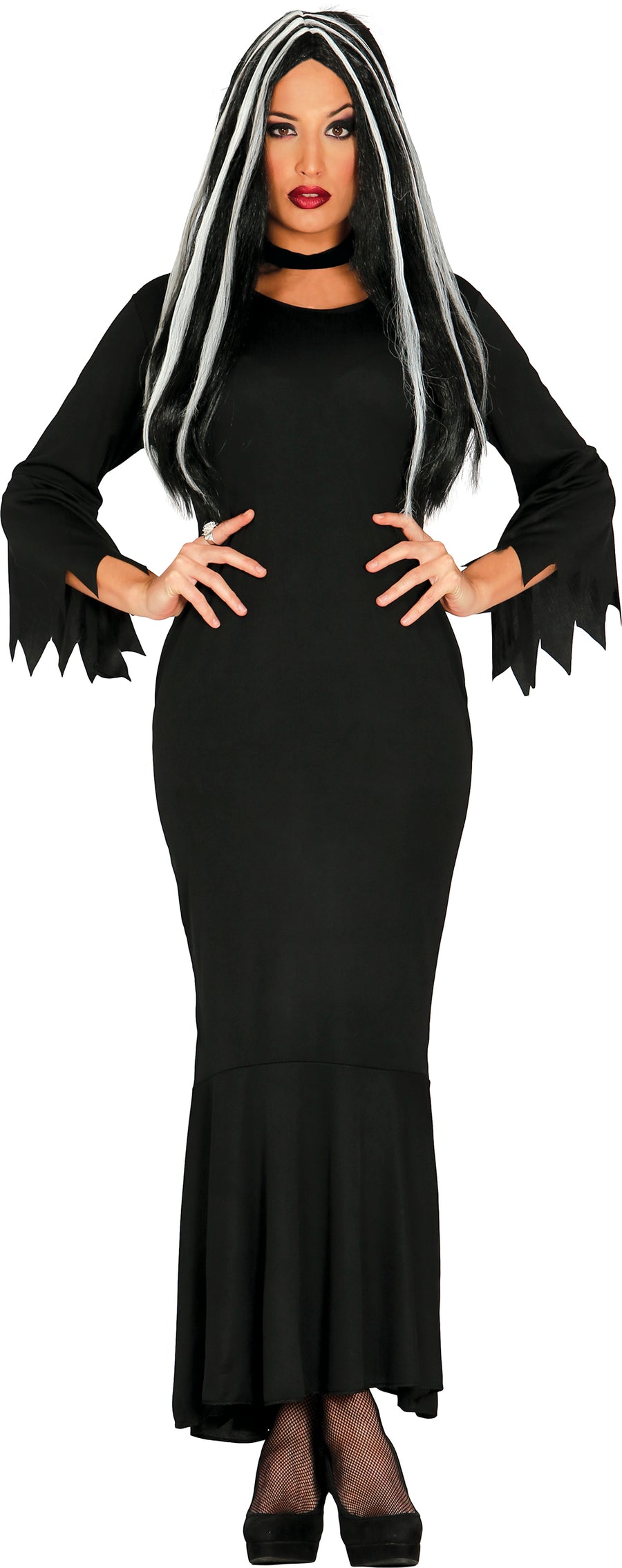 Gothic Kleid für Damen schwarz mit Choker