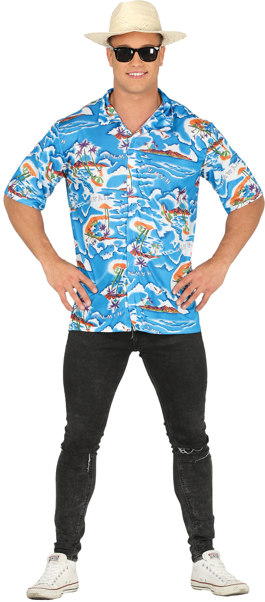 Hawaiihemd für Herren blau Tourist