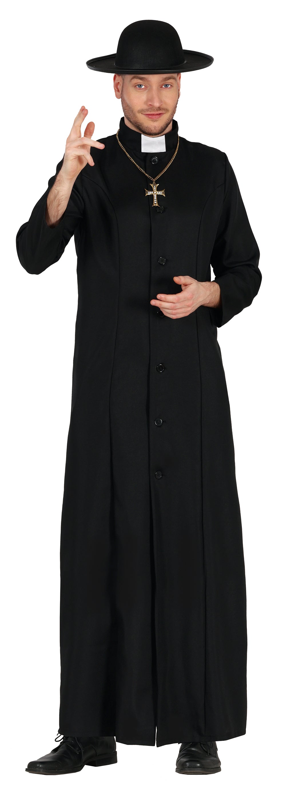 GP80249 – Priester Kostüm Kleriker Karneval Mittelalter – Größe: 52 - 54 (L), 54 - 56 (XL) – Farbe: Schwarz