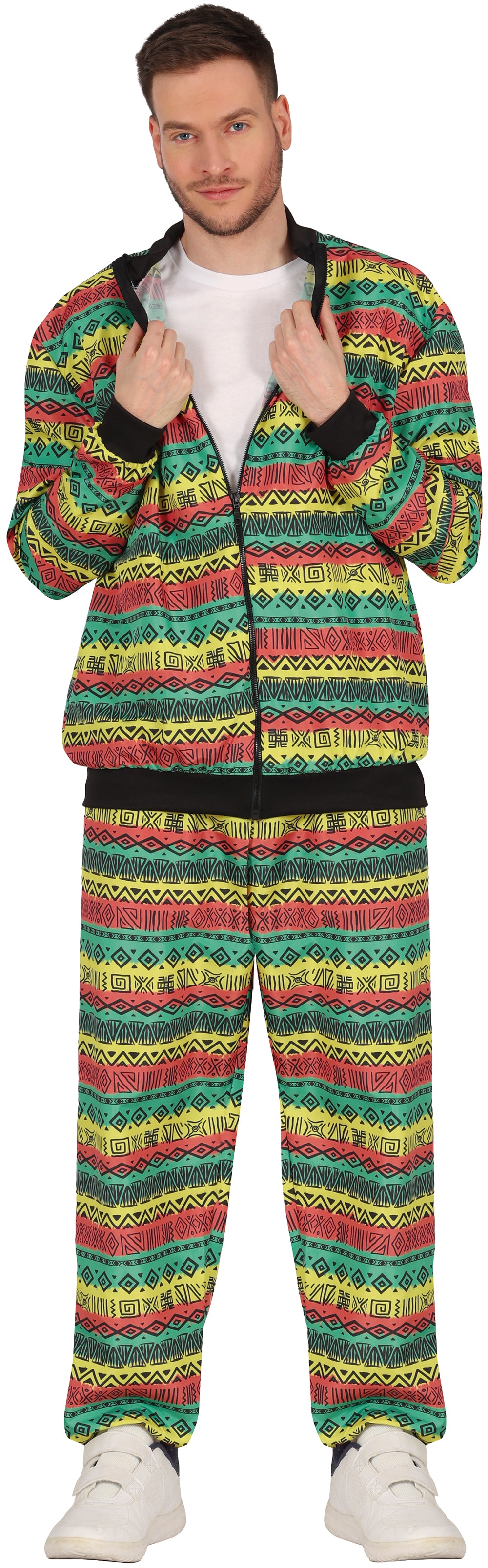 GP80258 – Rastafarian Karneval Farbenfrohes Kostüm – Größe: 48 - 50 (M) – Farbe: Mehrfarbig