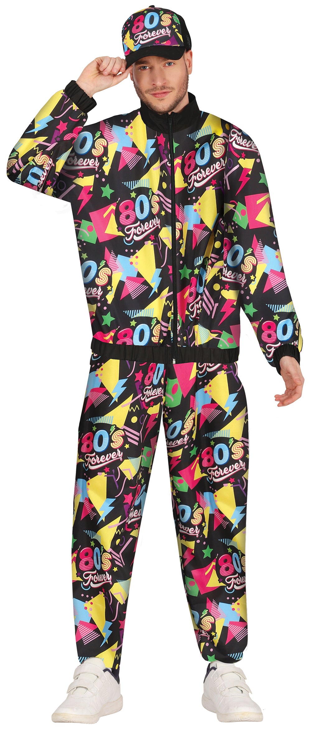 GP80265 – 80s Sport Retro Karnevalskostüm – Größe: 48 - 50 (M) – Farbe: Mehrfarbig