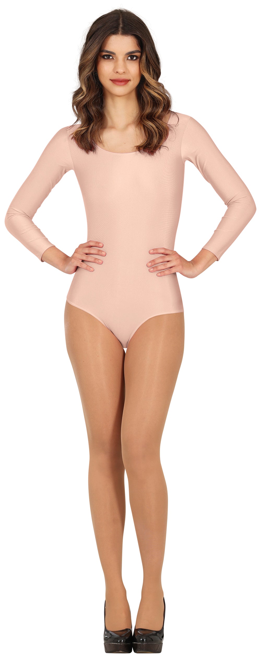 GP80322 – Sportliches Karnevalsbody Langarm Hautfarben – Größe: 38 - 40 (M) – Farbe: Beige