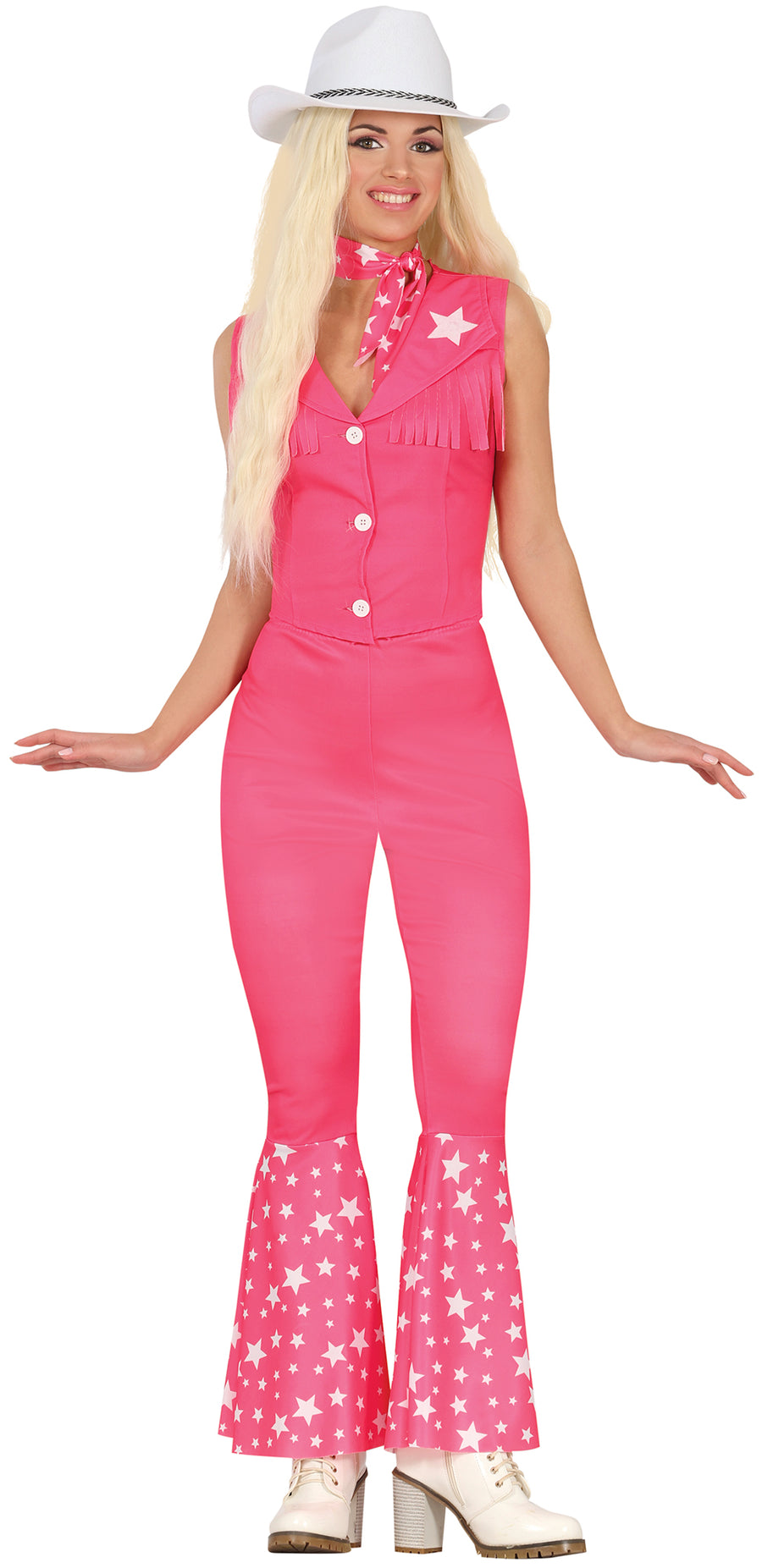 Cowgirl Kostüm für Damen pink mit Halstuch