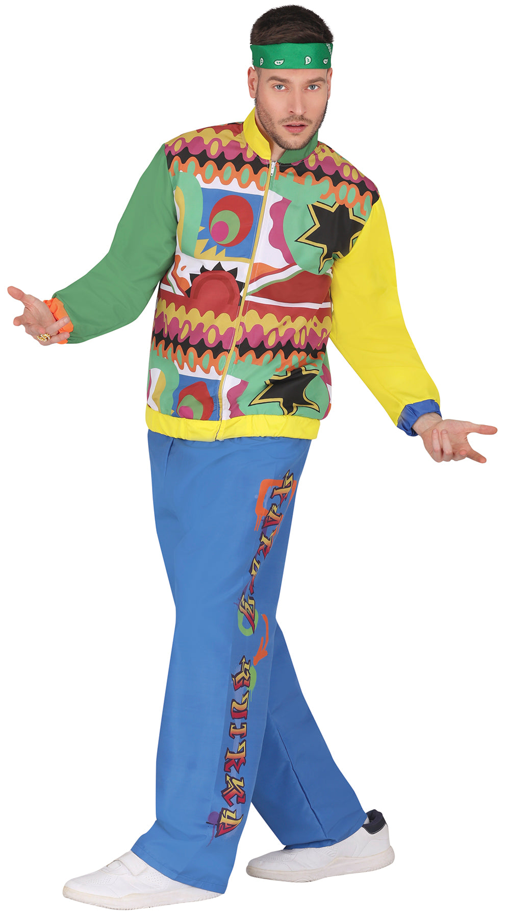 GP80362 – 80s Sportjacke Bunte Karneval Retro – Größe: 52 - 54 (L) – Farbe: Mehrfarbig
