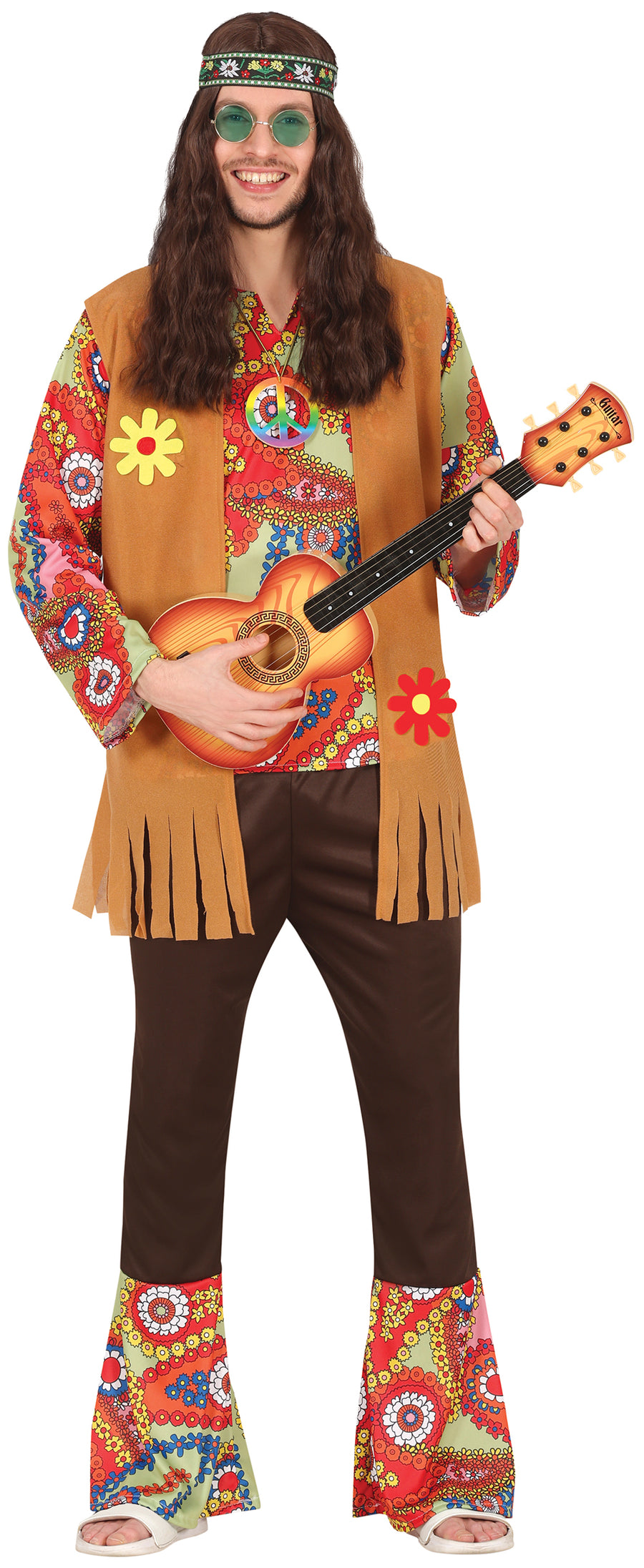 Hippie Kostüm für Herren mit Fransenweste