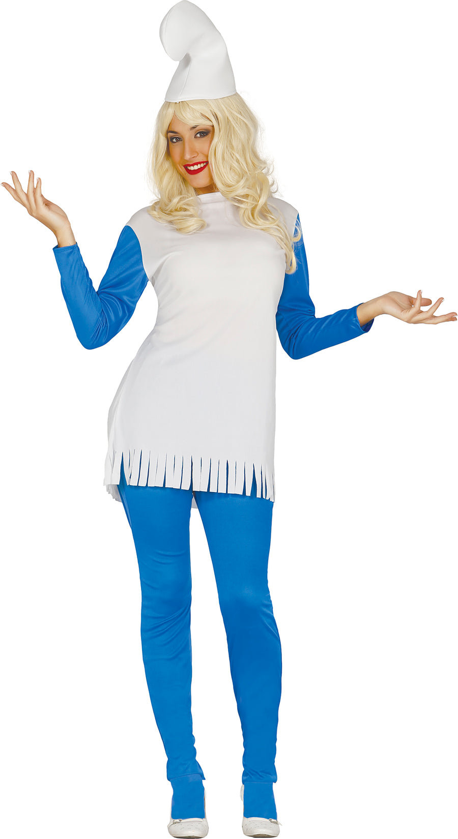 Zwergin Kostüm für Damen blau mit Zipfelmütze