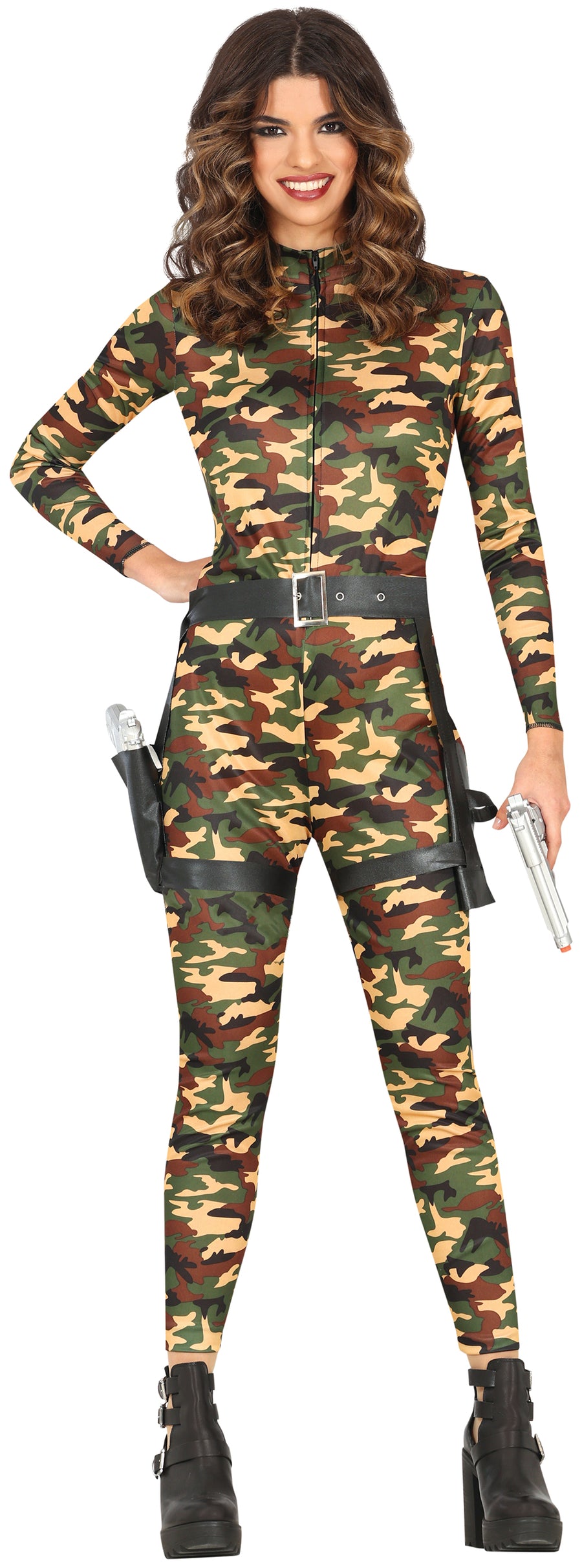 Soldatin Kostüm für Damen Tarnmuster Overall