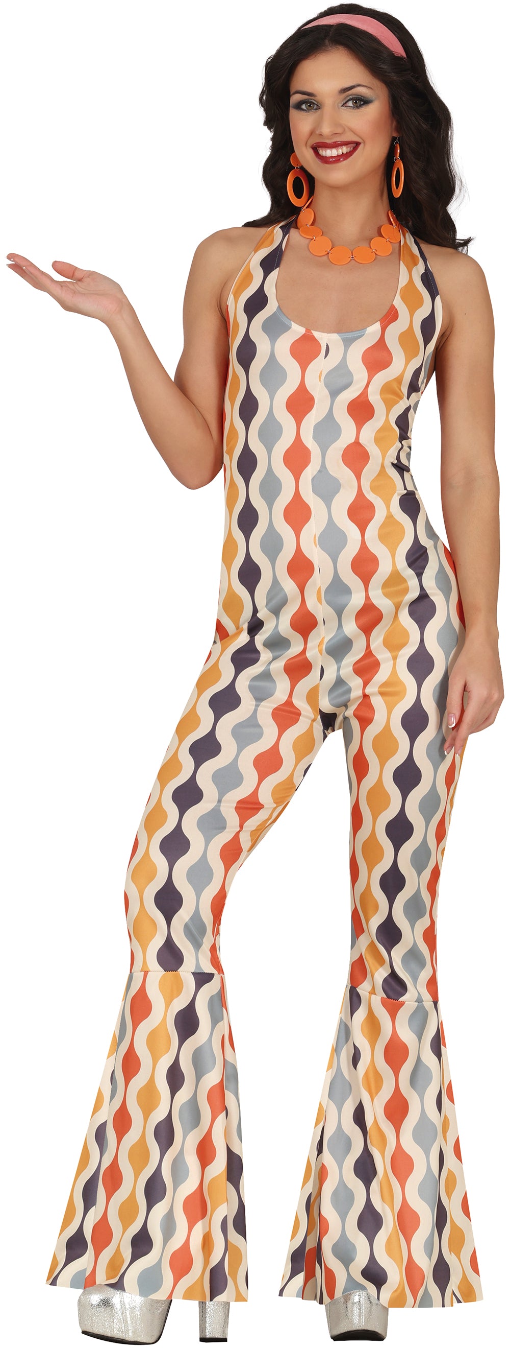 GP80454 – Disco 70s Retro Jumpsuit – Größe: 38 - 40 (M) – Farbe: Mehrfarbig