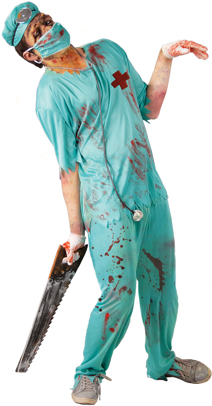 Zombie Chirurg Kostüm für Herren mit Mundschutz