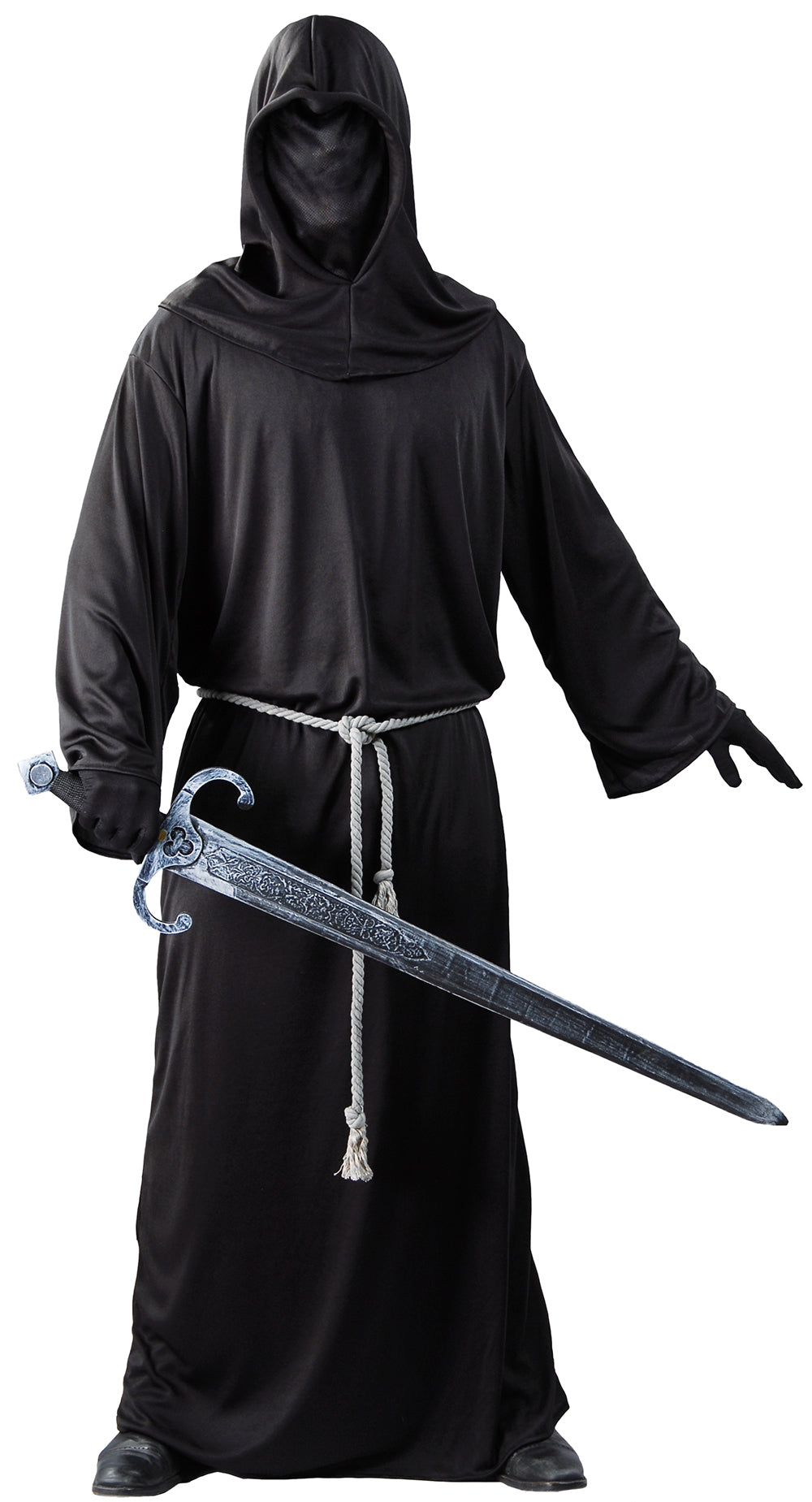 GP80479 – Mittelalter Geist Kapuze Halloween Kostüm – Größe: 52 - 54 (L) – Farbe: Schwarz