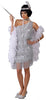 GP80488 – 20S Glamour Flapper Kleid Mit Federn – Größe: 36 - 38 (S) – Farbe: Silber