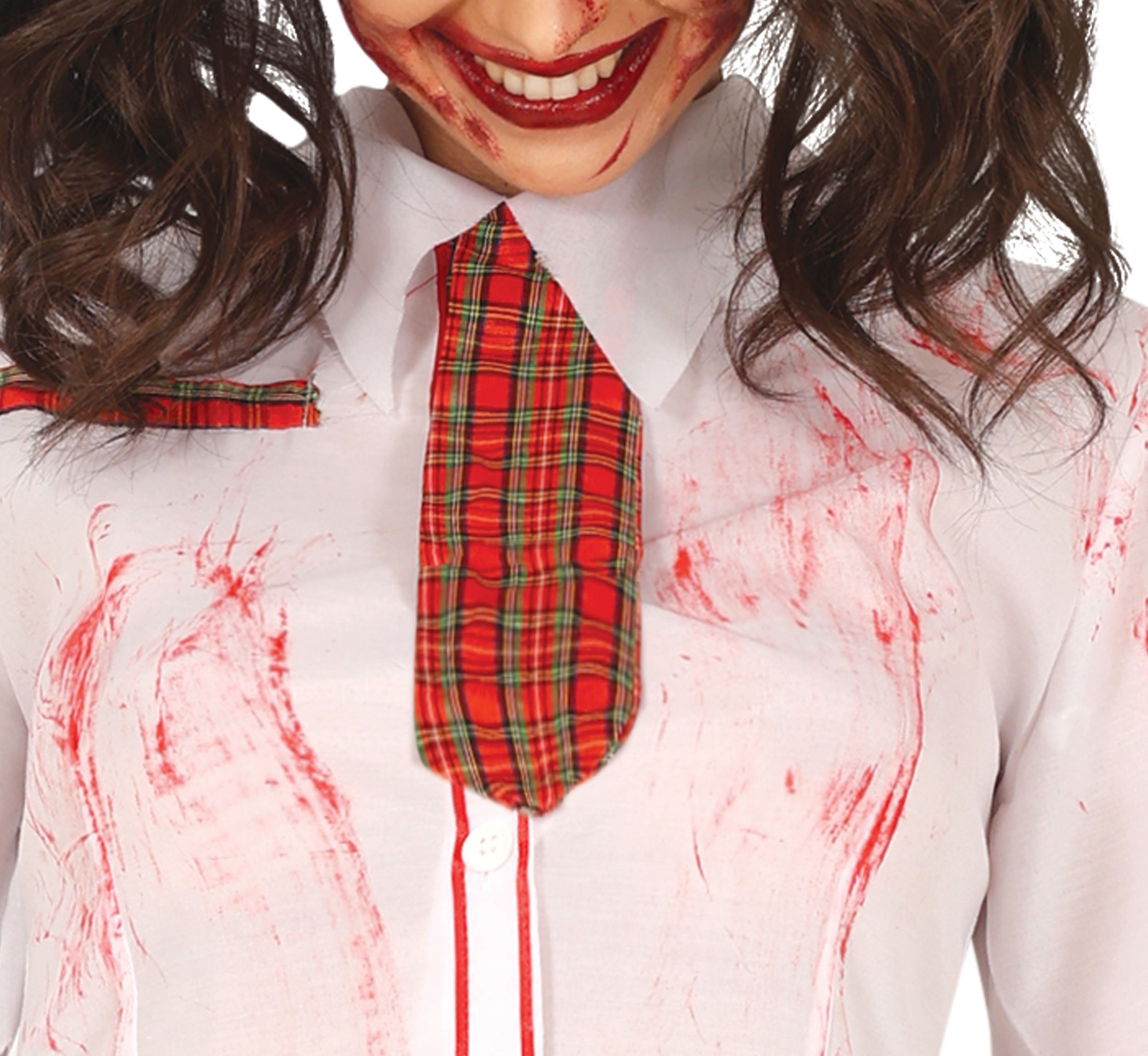 GP80484 – Zombie Schulmädchen Gruseloutfit Halloween – Größe: 38 - 40 (M) – Farbe: Weiß