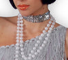 GP80488 – 20S Glamour Flapper Kleid Mit Federn – Größe: 38 - 40 (M) – Farbe: Silber