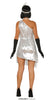 GP80488 – 20S Glamour Flapper Kleid Mit Federn – Größe: 44 - 46 (XL) – Farbe: Silber