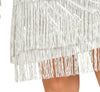 GP80488 – 20S Glamour Flapper Kleid Mit Federn – Größe: 44 - 46 (XL) – Farbe: Silber