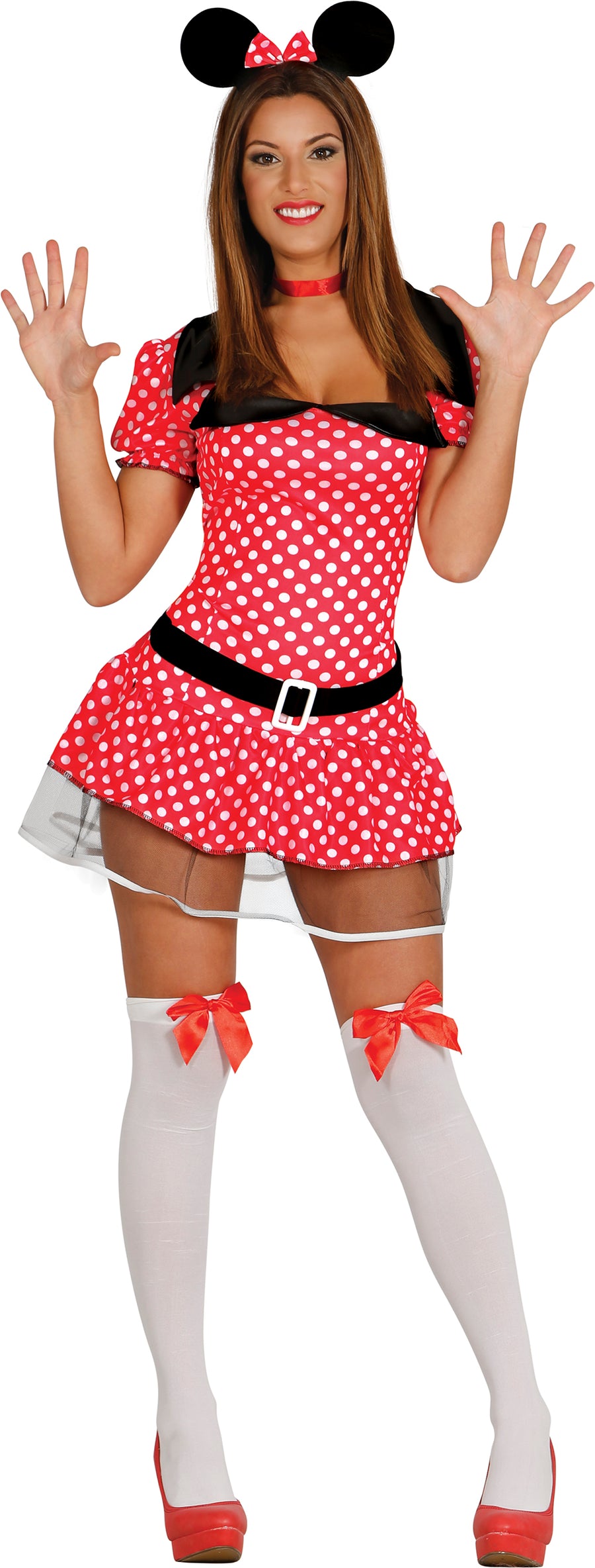 Maus Kostüm für Damen rot mit Haarreif