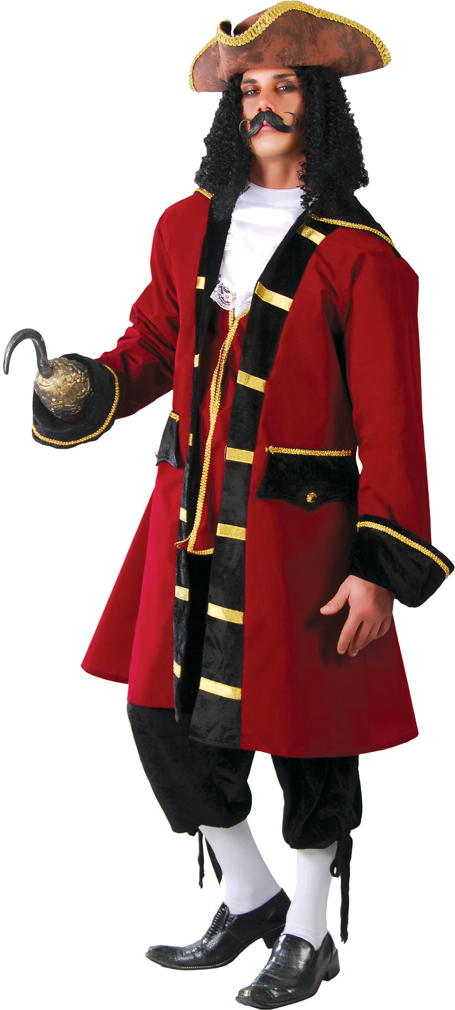 Piratenkapitän Kostüm für Herren rot mit Jabot