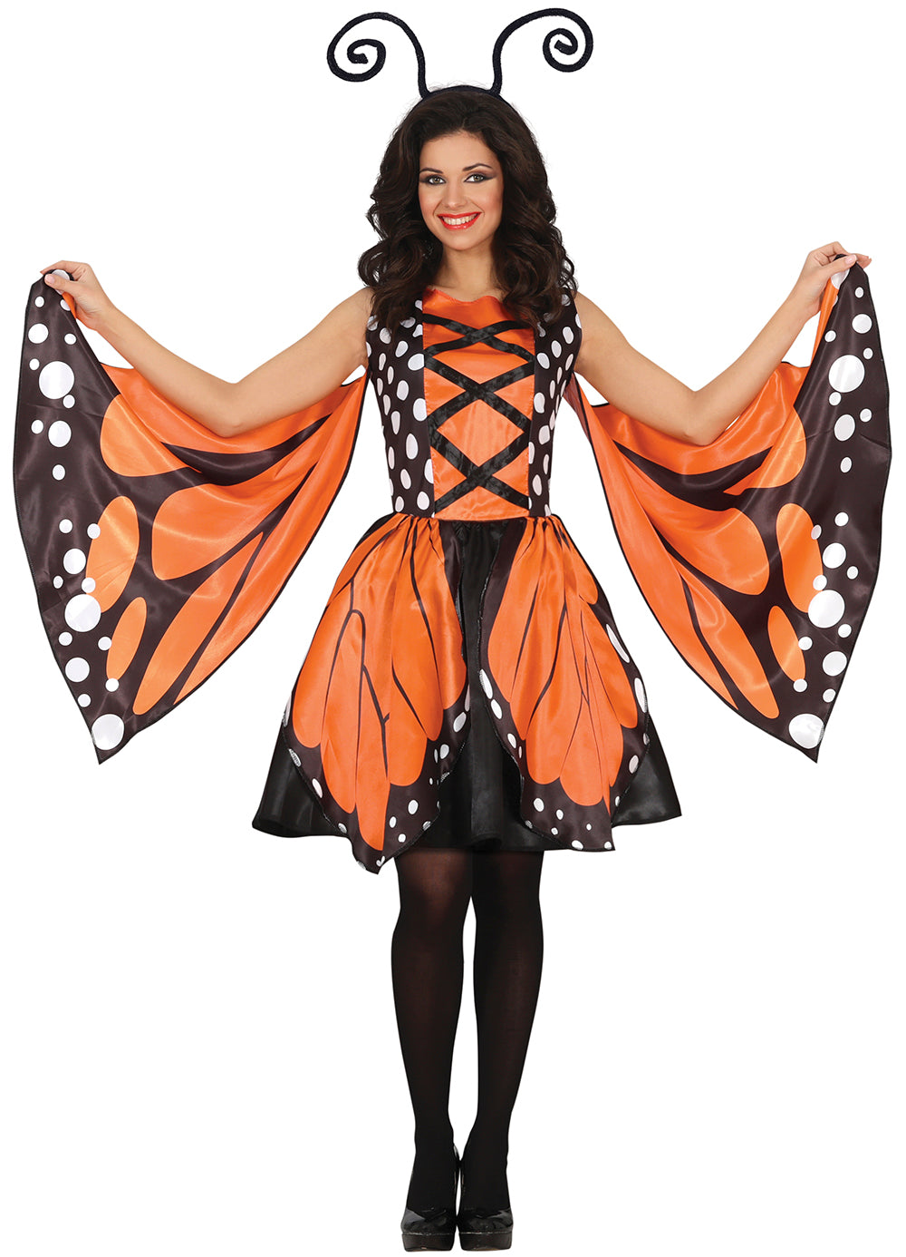 GP80527 – Schmetterling Kostüm Karneval Elegant – Größe: 42 - 44 (L) – Farbe: Orange