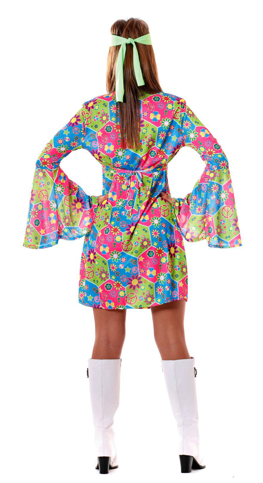 GP80638 – Hippie Party Flower Power 60s Kostüm – Größe: 42 - 44 (L) – Farbe: Mehrfarbig, Ansicht 2