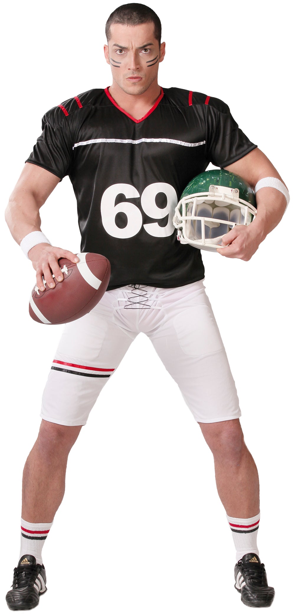 GP80652 – Sportheld Karnevalkostüm Quarterback – Größe: 52 - 54 (L) – Farbe: Schwarz