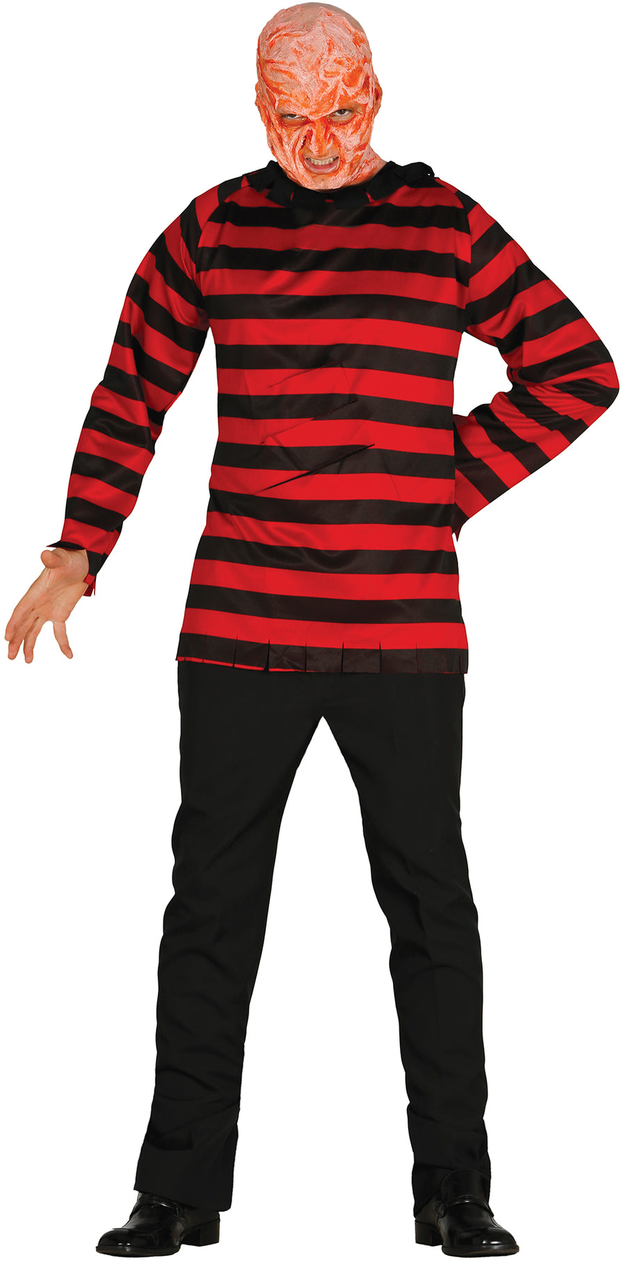 Horror Ringelshirt für Herren rot schwarz