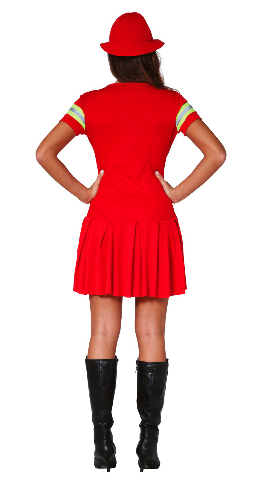 GP80740 – Feuerwehr Heldin Karneval Kostüm Glamour – Größe: 42 - 44 (L), 44 - 46 (XL) – Farbe: Rot, Ansicht 2