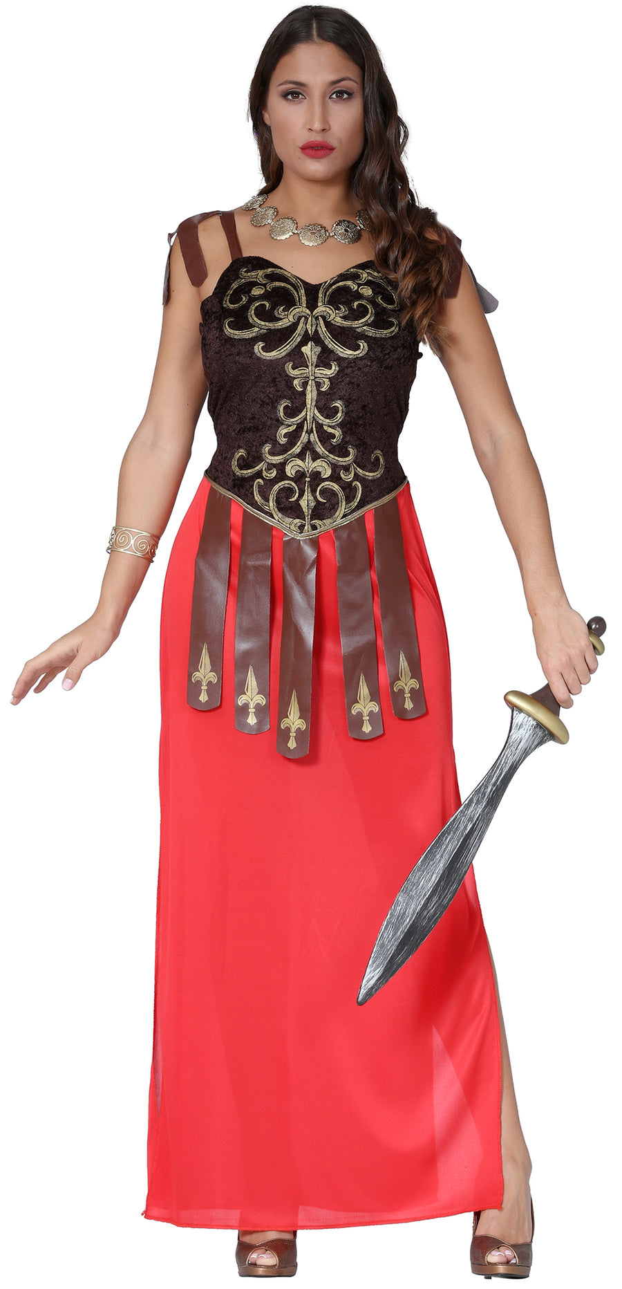 Gladiatorin Kleid für Damen mit Beinschlitz