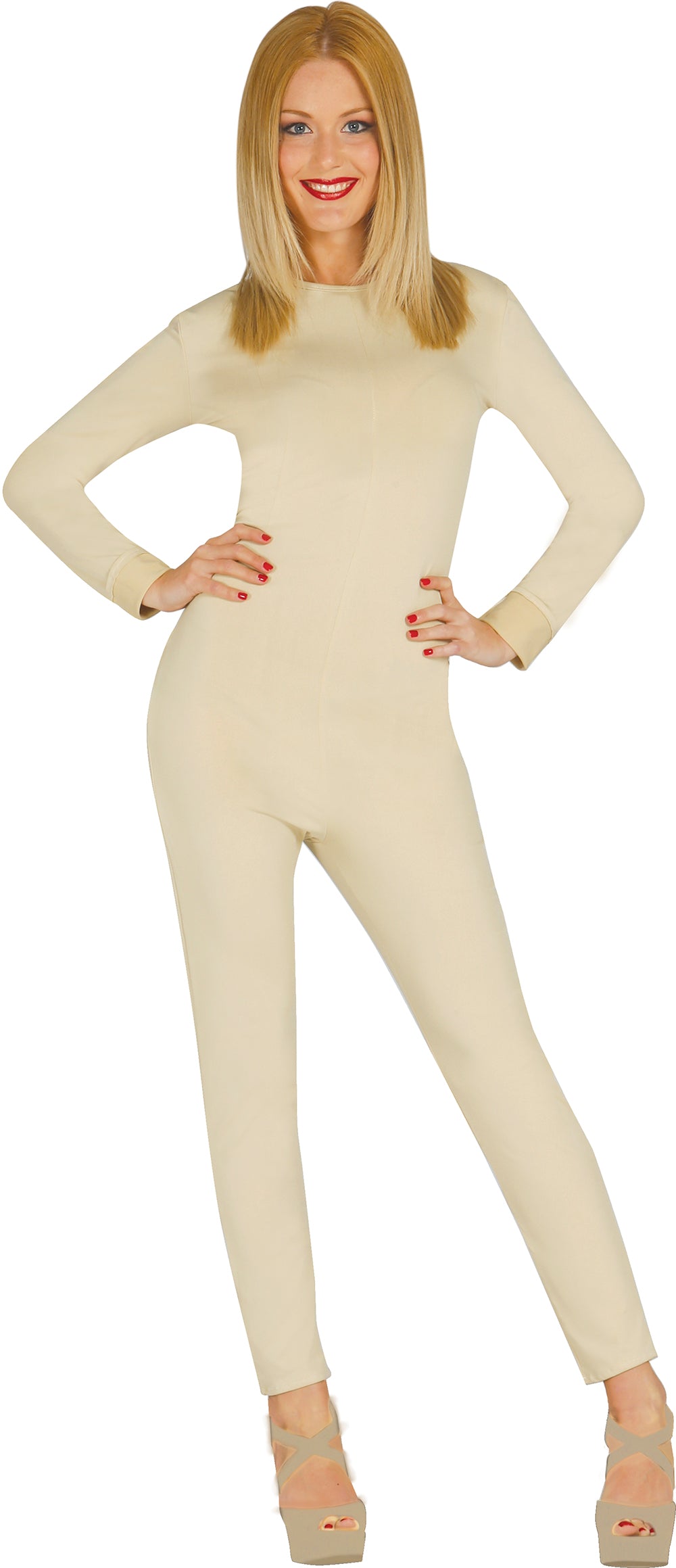 GP80787 – Sportliche Karneval Ganzkörperanzug Elegante – Größe: 38 - 40 (M) – Farbe: Natural