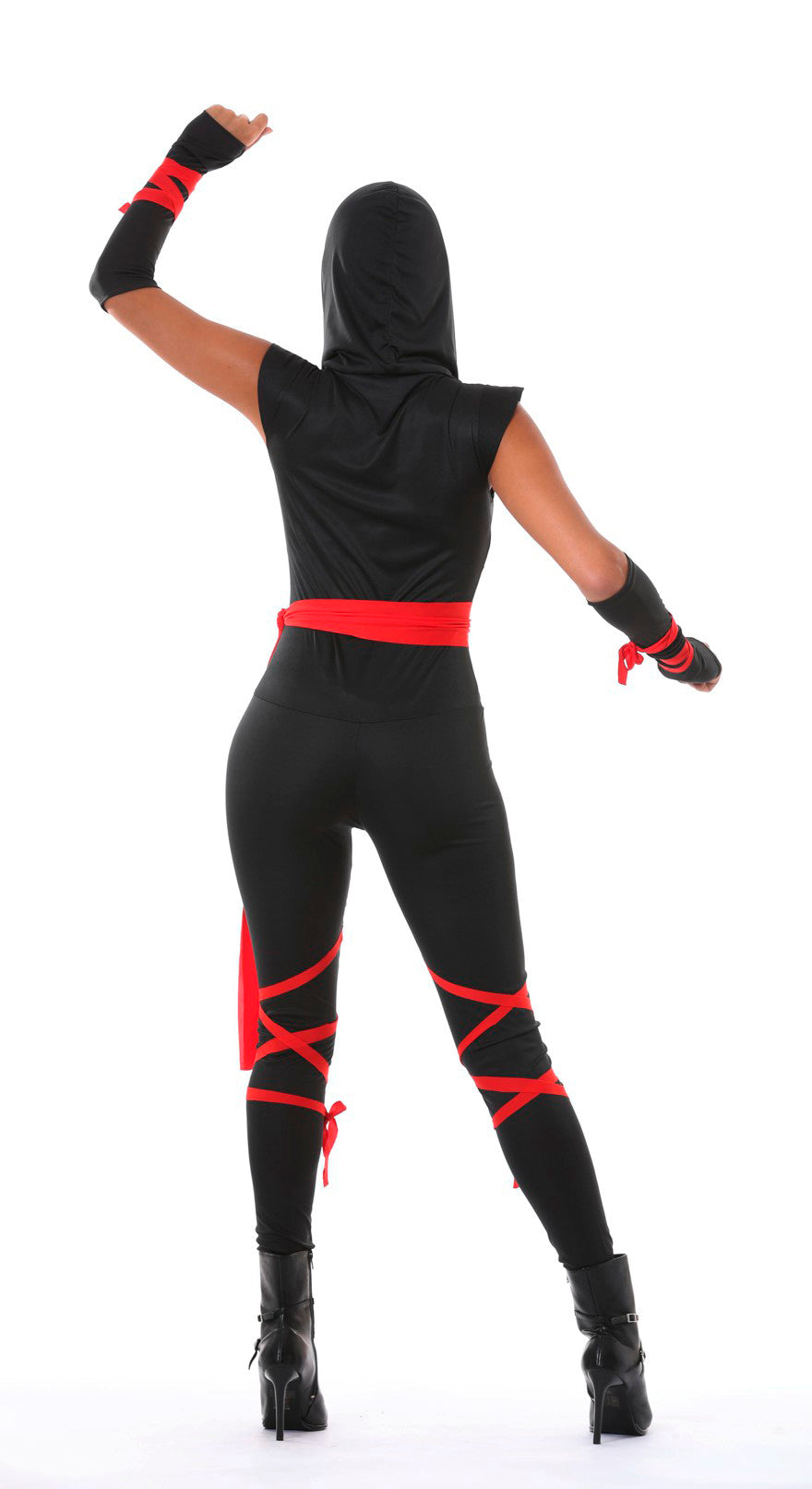 GP80793 – Ninja Kämpfer Abenteuerkostüm Rot – Größe: 36 - 38 (S) – Farbe: Schwarz, Ansicht 2