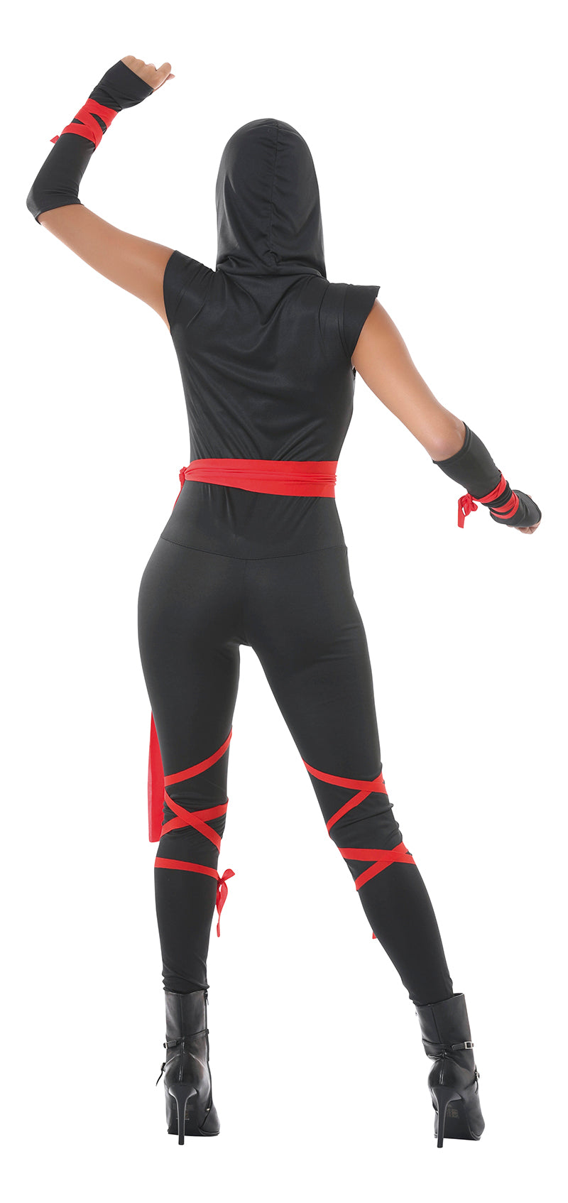 GP80793 – Ninja Kämpfer Abenteuerkostüm Rot – Größe: 38 - 40 (M) – Farbe: Schwarz