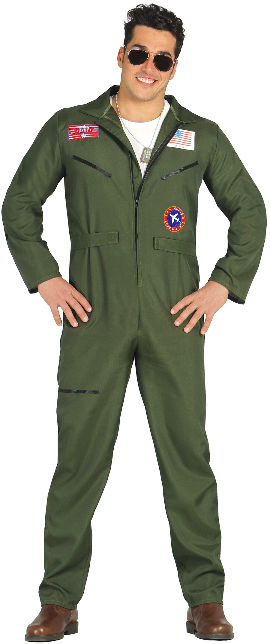 Kampfpilot Kostüm für Herren grün