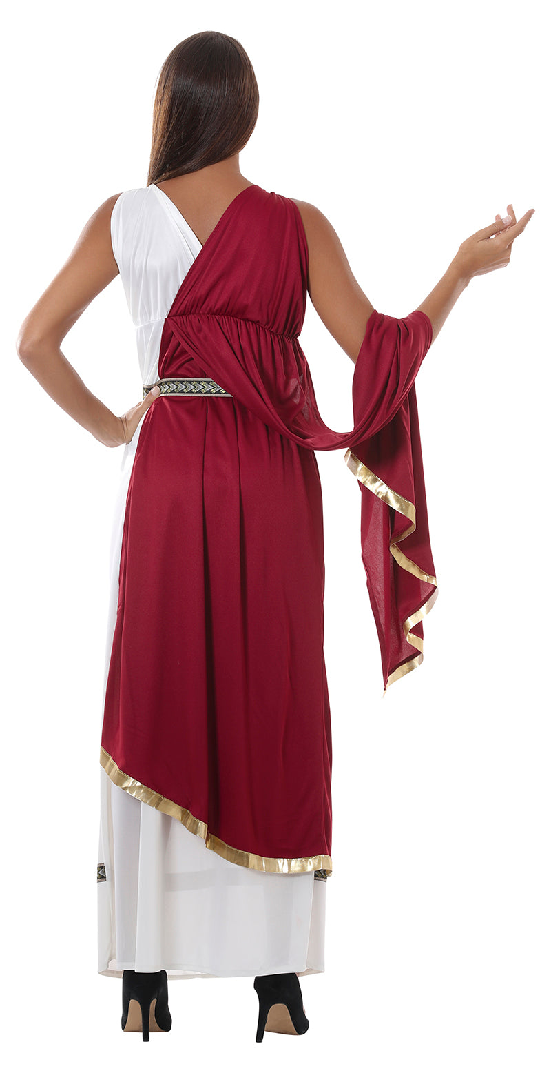 GP80853 – Römische Göttin Toga Kostüm Karneval – Größe: 42 - 44 (L) – Farbe: Rot