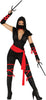 GP80793 – Ninja Kämpfer Abenteuerkostüm Rot – Größe: 42 - 44 (L) – Farbe: Schwarz